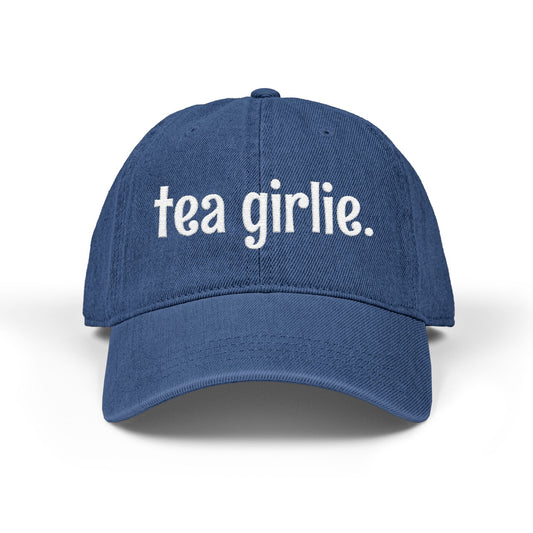Tea Girlie Embroidered Denim Baseball Cap