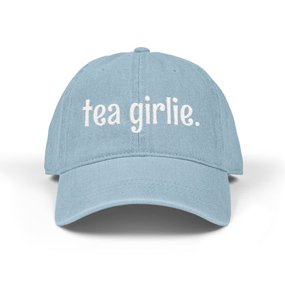 Tea Girlie Embroidered Denim Baseball Cap